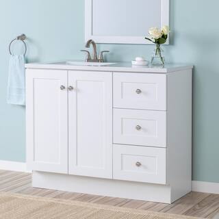 Glacier Bay Bannister 42.50 in. W x 18.75 in. D x 35.14 in. H Bath Vanity in White with White Top BA42P2-WH