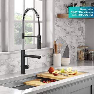 KRAUS Artec ProCommercialStylePull-Down Single Handle Kitchen Faucet with Pot Fillerin Spot Free Stainless Steel  Matte Black KPF-1604SFSMB