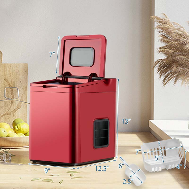 33LBS/24H Portable Ice Maker Countertop Auto Self-Cleaning Ice Machine with Scoop and Basket