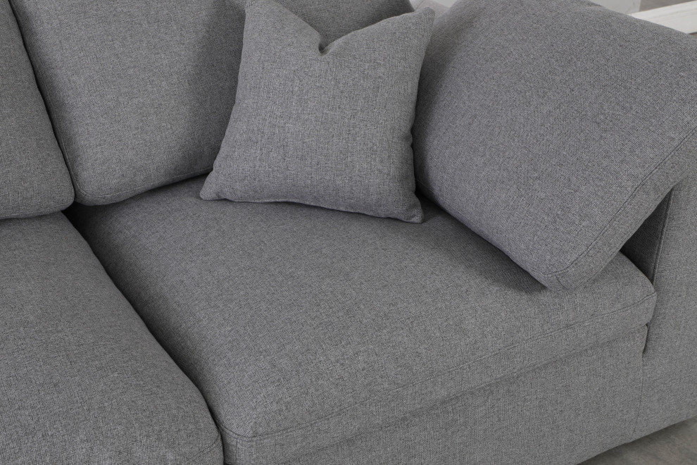 Serene Linen Textured Fabric Deluxe Comfort L Shaped Modular Sesctional   Transitional   Sectional Sofas   by Meridian Furniture  Houzz