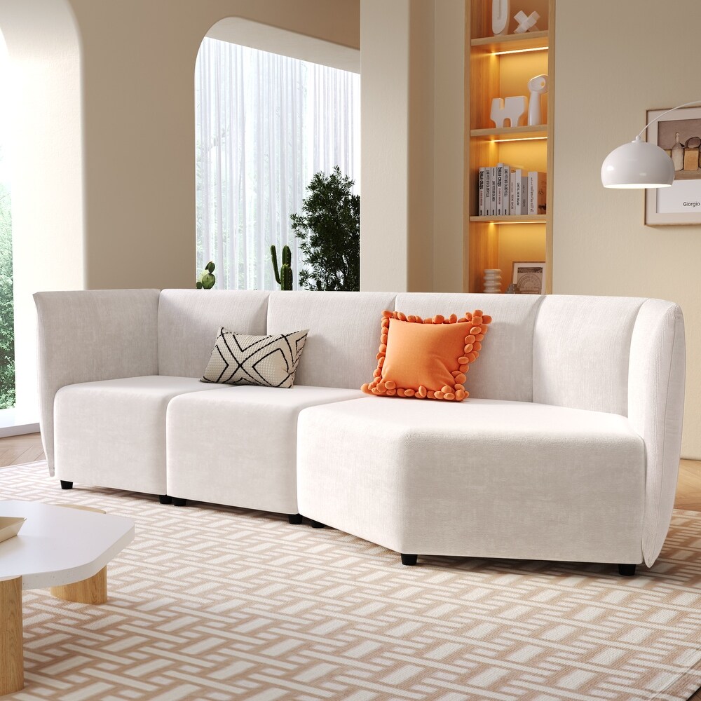 Modern Upholstered Sofa Set with Adjustable Backrest  Free Combination  and Durable Wooden Frame for Living Room