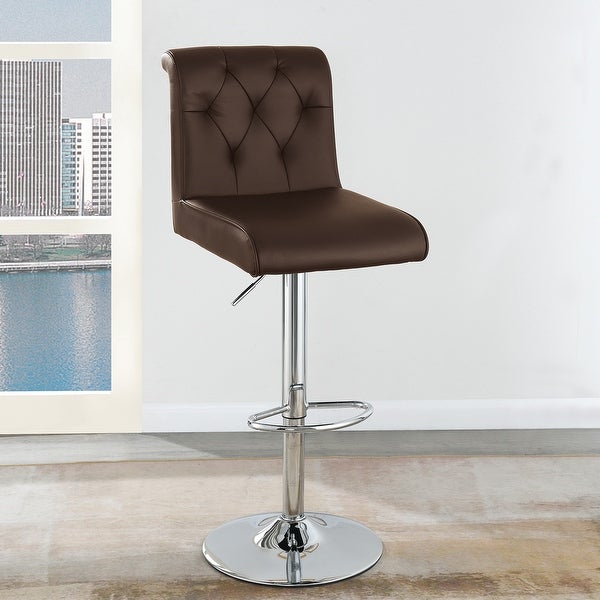 Set of 2 Faux Leather Adjustable Barstool