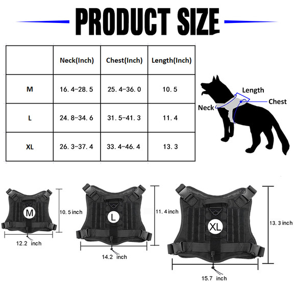 TOPTIE Tactical Dog Harness  K9 Working Dog Vest  ...