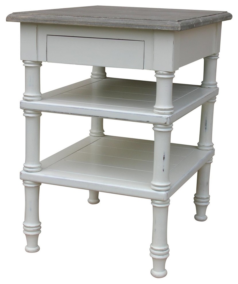 Side Table TRADE WINDS ISLAND Combo White Riverwash Gray Multi Color   French Country   Side Tables And End Tables   by EuroLuxHome  Houzz