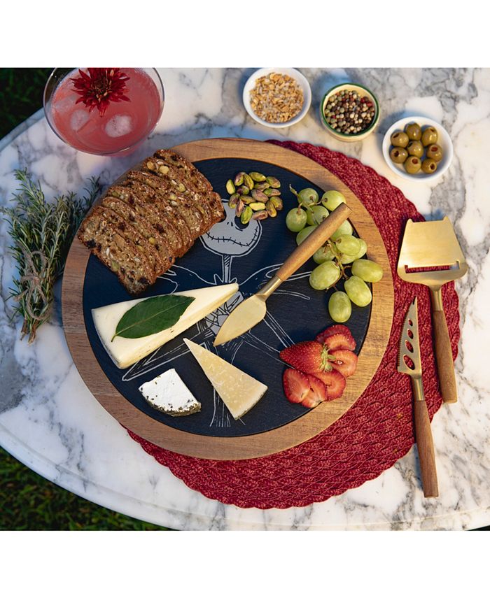 Toscana Disney's Nightmare Before Christmas Jack Insignia Acacia and Slate Charcuterie Board with Cheese Tools