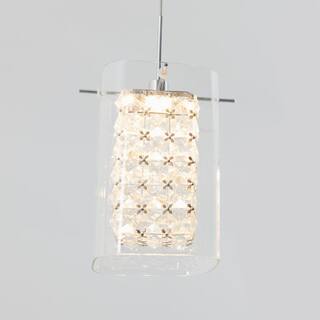 Artika Crystal Cube 5.5-Watt Integrated LED Chrome Modern Hanging Mini Pendant Light Fixture for Kitchen Island or Living Room PDT-1CC