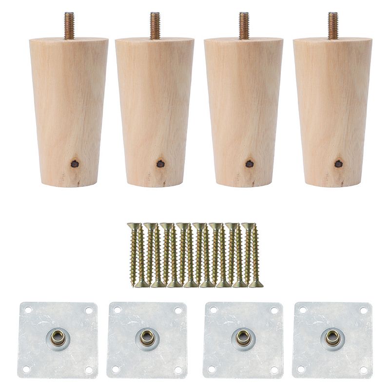 4 Round Solid Wood Furniture Leg Table Desk Feet Adjuster Replacement Set of 4