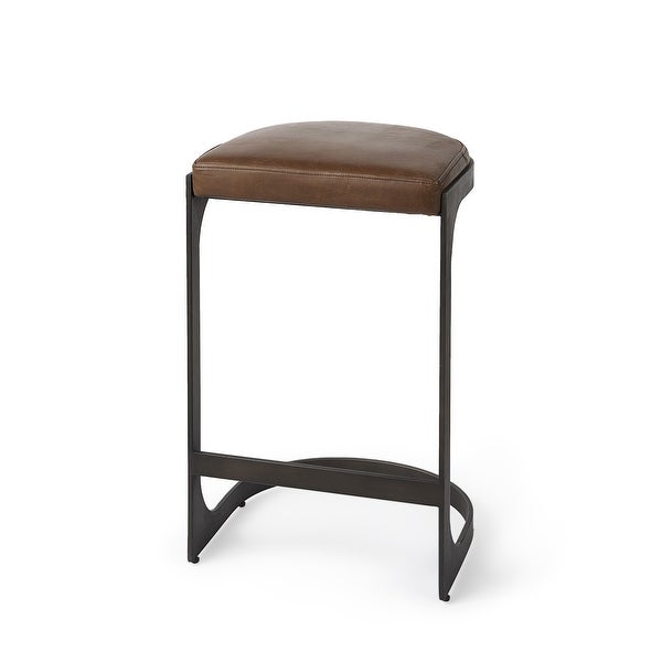 Leather C Shape Metal Counter Stool - 18