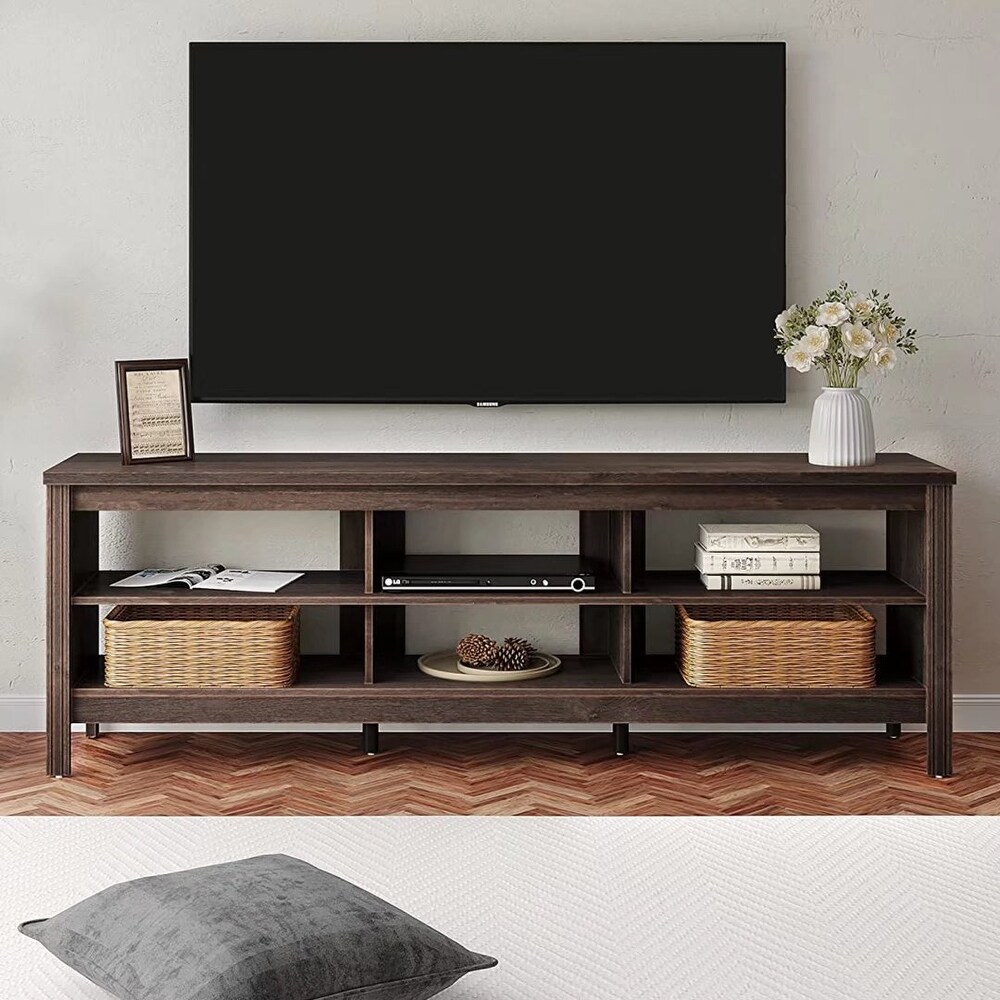 TV Stand for 75 Inch TV Console Table  Wood Entertainment Center