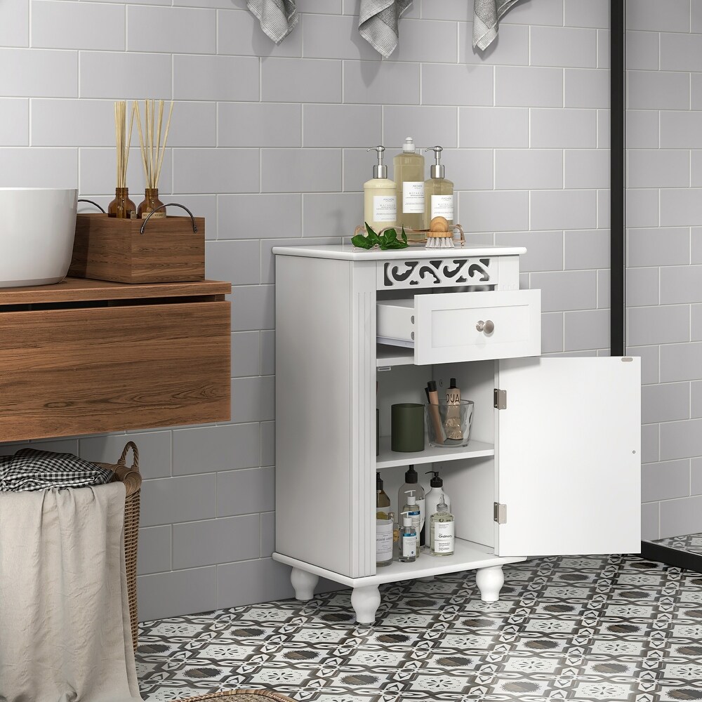 Costway Bathroom Floor Cabinet Side Storage Organizer with 1 Drawer     See Details