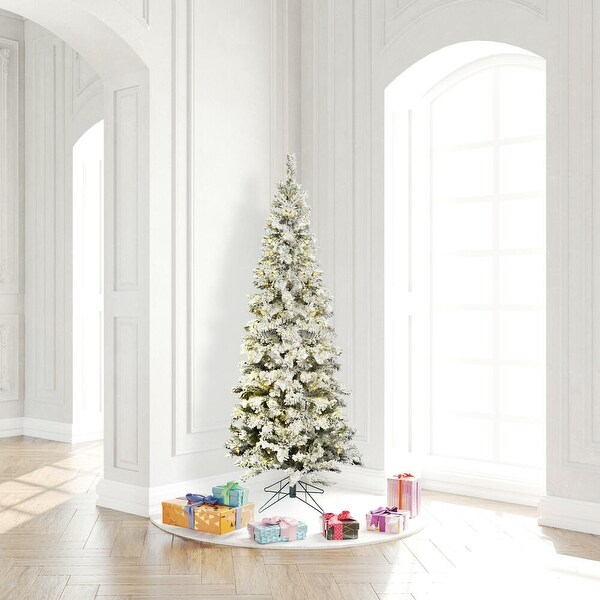 6.5' x 32 Flocked Pacific Tree with 250 Warm White LED Lights