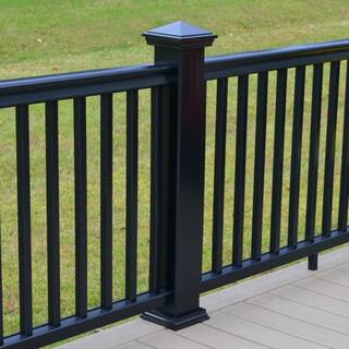 Fiberon CountrySide 5 in. x 5 in. x 39 in. Serene Black Capped Composite Beveled Post Sleeve Kit with Cap and Skirt POST SLV KIT 39 S BL