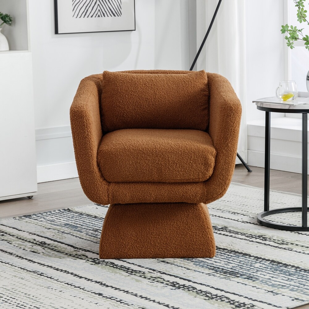 Boucle Upholstered Swivel Accent Arm Barrel Chair for Living Room