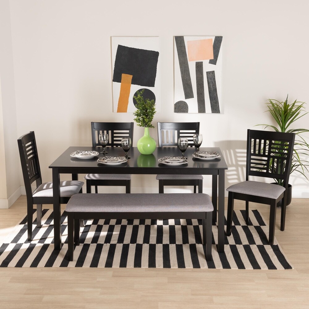 Deanna Wood Dining Set Grey/Dark Brown