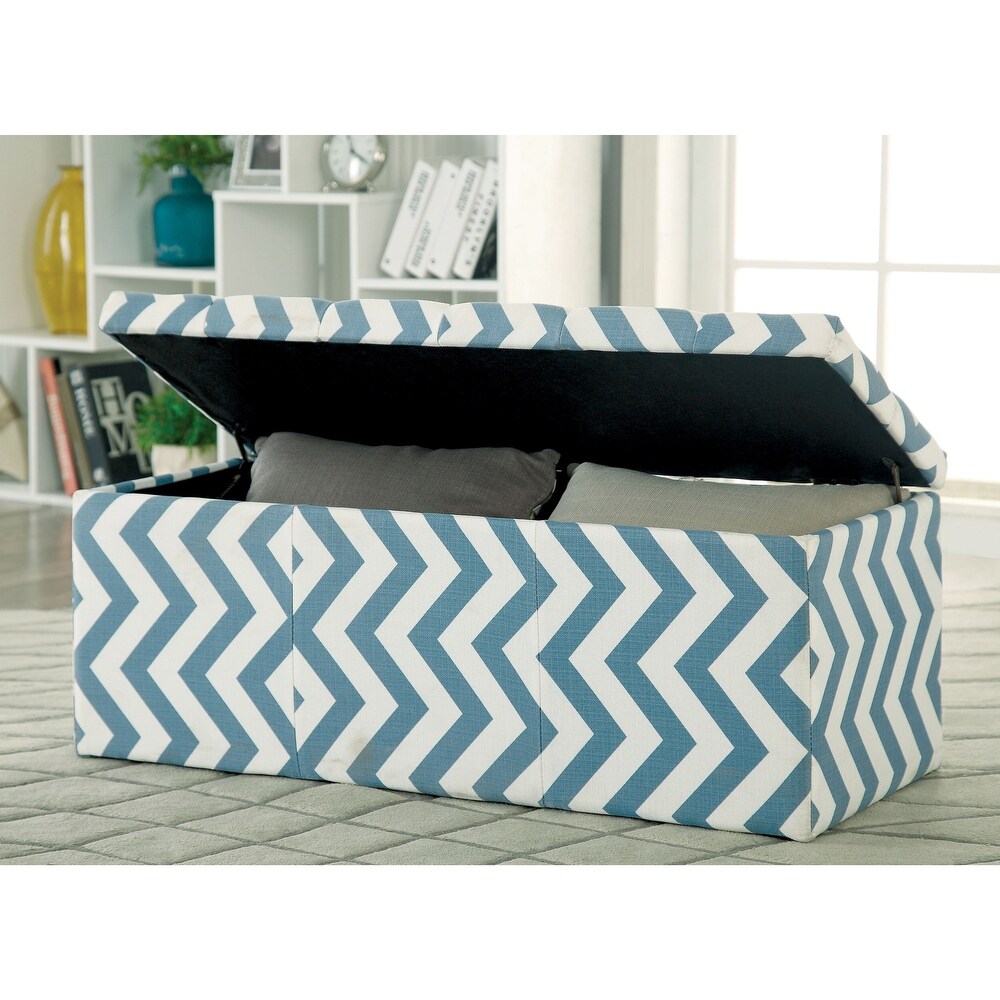 Gede Contemporary Fabric Tufted Life top Storage Bench by Furniture of America