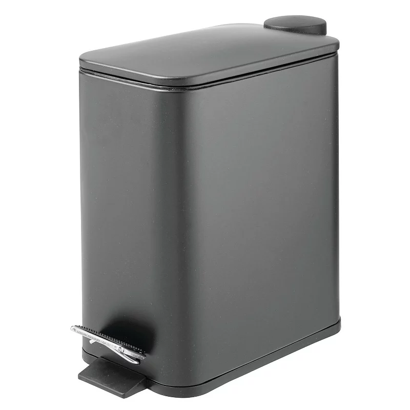 mDesign 5L Slim Metal Step Trash Can with Lid/Liner Bucket