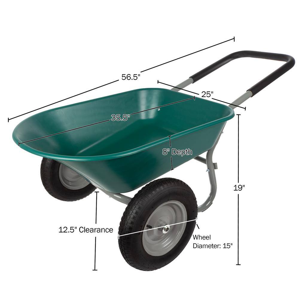 Earth Worth 683664DRC 5 cu. ft. 300 lbs. Weight Capacity Heavy-Duty Dual Wheel Wheelbarrow Garden Cart