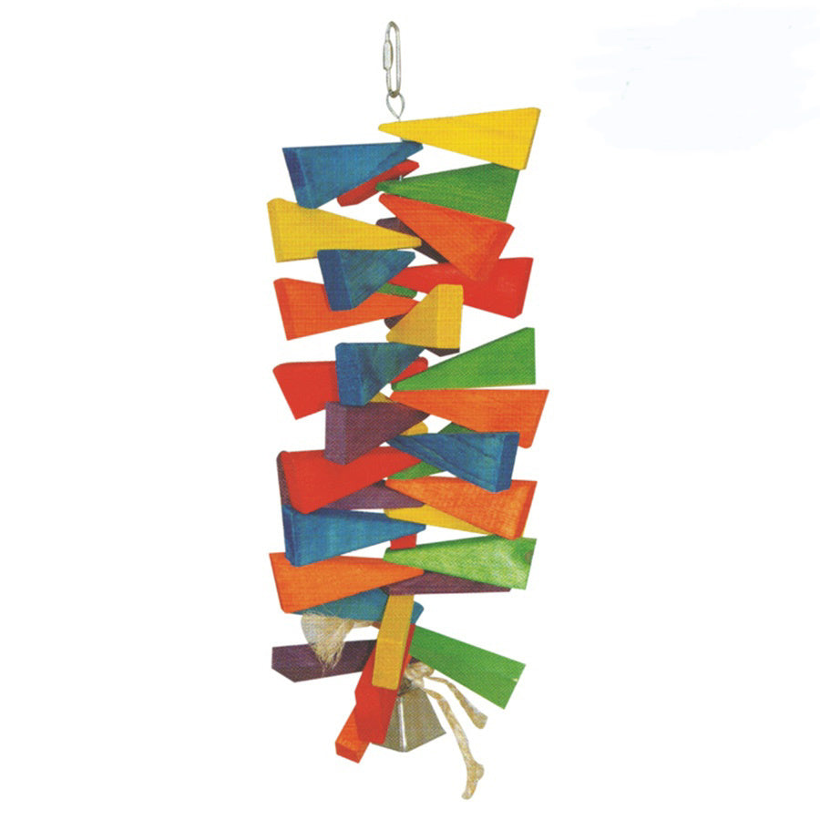 A  E Happy Beaks Large Wooden Wedges W/ Bell Bird Toy