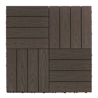 NewTechWood UltraShield Naturale 1 ft. x 1 ft. Quick Deck Outdoor Composite Deck Tile Sample in Spanish Walnut US-QD-ZX-WN-S