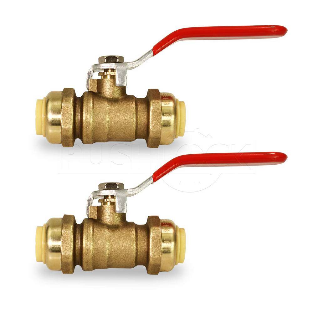 The Plumber's Choice 12 in. Full Port pushfit Ball Valve Water Shut Off Push to Connect PEX Copper CPVC Brass (2-Pack) 122UPBV