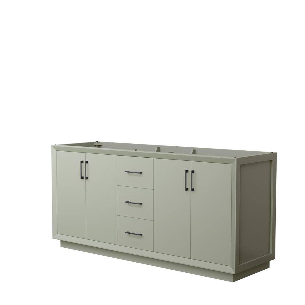 Wyndham Collection Strada 71 in. W x 21.75 in. D x 34.25 in. H Double Bath Vanity Cabinet without Top in Light Green WCF414172DLBCXSXXMXX