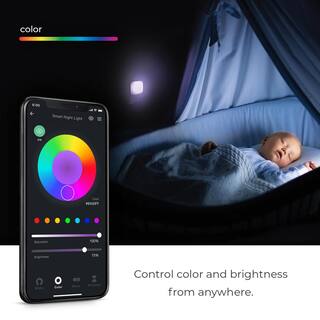 Globe Electric Wi-Fi Smart Ambient LED Night Light with Motion Detection Multi-Color Changing RGB Tunable White 50239