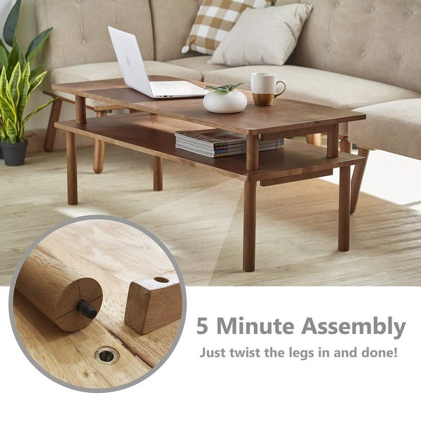 Wood Coffee Table with Storage - Wooden Coffee Tables for Living Room - Small Coffee Table - Center Table for Modern，