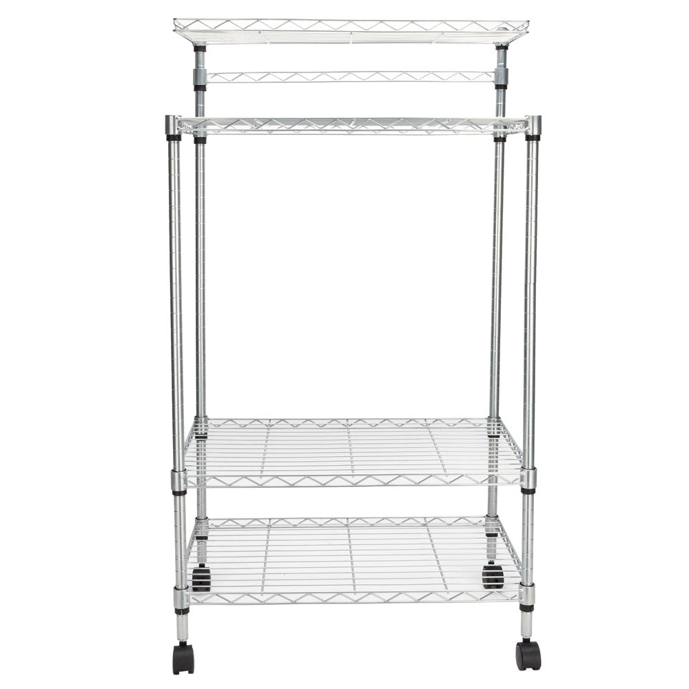 Ktaxon 4-Tier Kitchen Baker's Rack Rolling Microwave Oven Stand Utility Kitchen Cart Island with Storage Shelves， Silver Finish