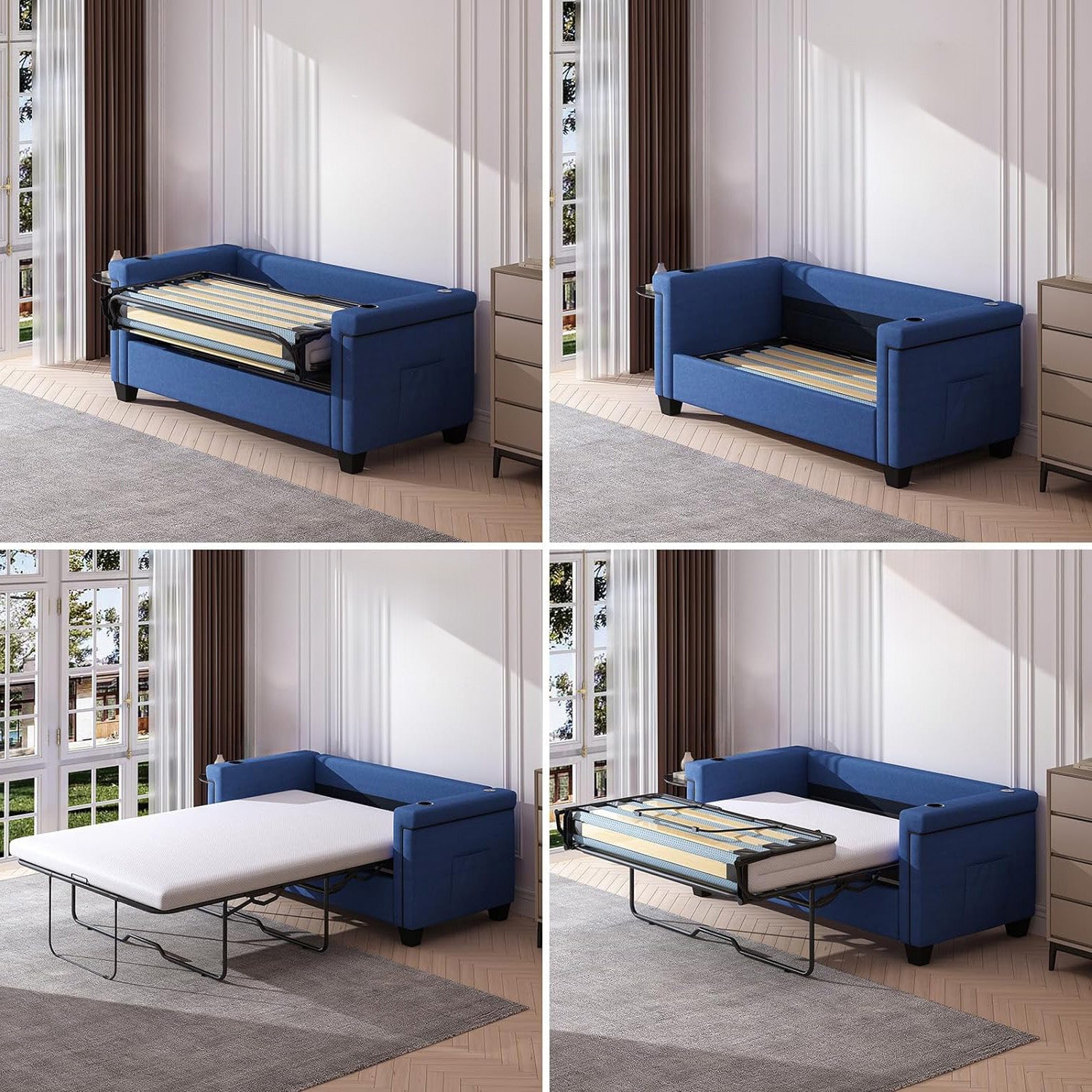 Pull Out Sofa Bed Sleeper Couch Convertible Sleeper Sofa with Memory Foam Mattress