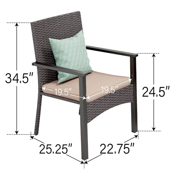 7/9piece Patio Dining Set，Expendable Rectangular Outdoor Dining Table with Rattan Chairs