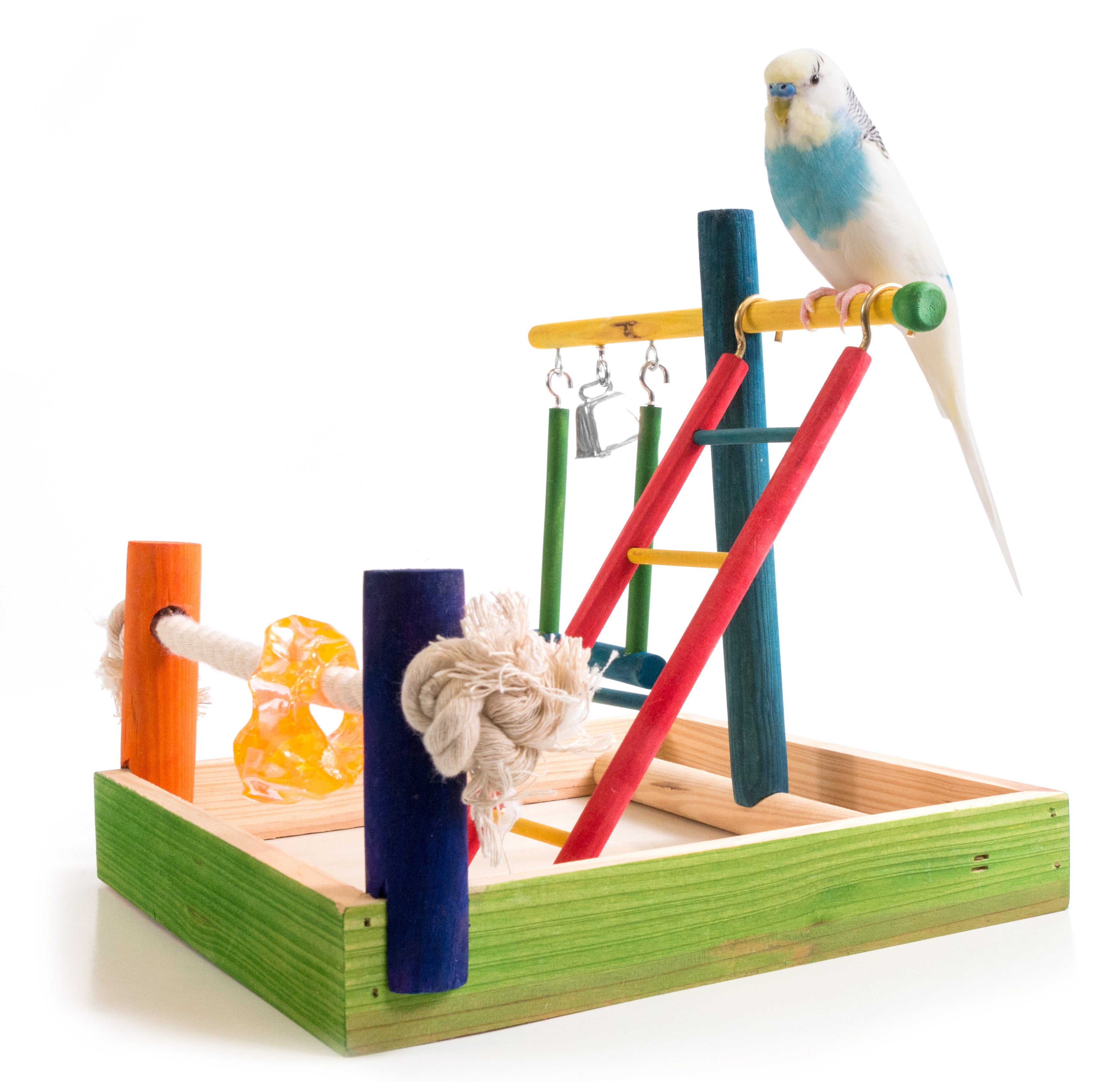 PENN-PLAX Bird Life Wooden Playpen – Perfect for Small Breeds - Keep Your Parakeets， Lovebirds， and Parrotlets Entertained and Stimulated – Small