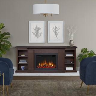 Real Flame Winterset Slim 74 in. Freestanding Wooden Electric Fireplace TV Stand in Dark Walnut 8022E-DW