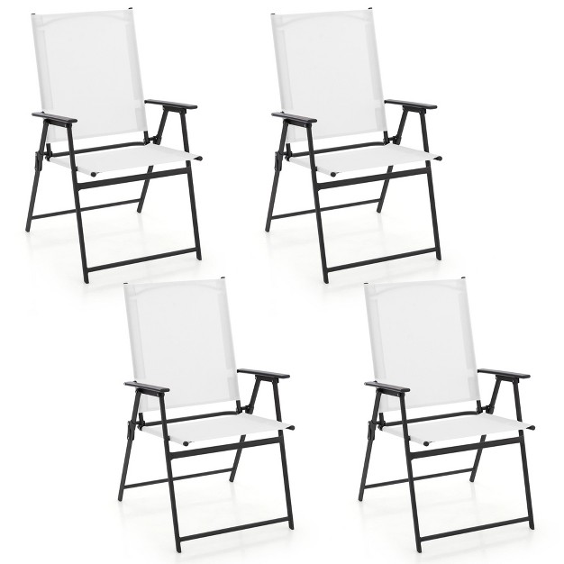 Tangkula Set Of 4 Patio Portable Metal Folding Chairs Dining Chair Set White