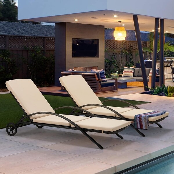 EROMMY Outdoor Patio Lounge Chair，Adjustable Recliner Outdoor Lounge Chairs，Multiple Colors Available