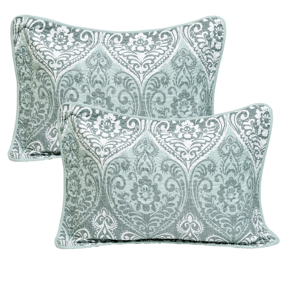 Home Soft Things 5 Piece Kingston Damask Printed Microfiber Quilts