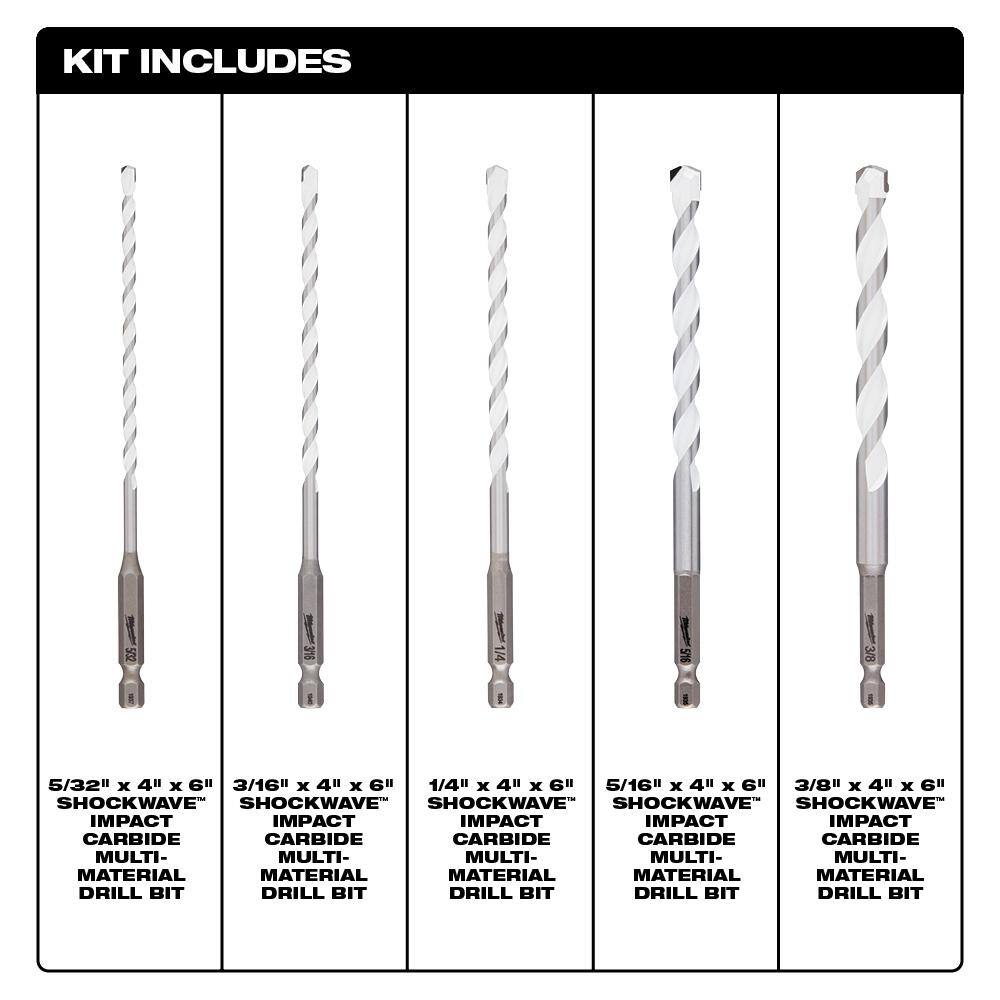 MW Carbide Glass Tile Natural Stone  Carbide Multi-Material Bit Set (18-Piece) 48-20-8988-48-20-8998-48-20-8898-48-20-9