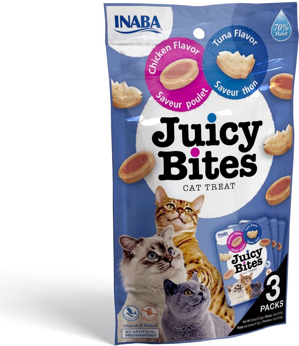 Inaba Juicy Bites Tuna and Chicken Soft and Chewy Cat Treats， 0.4-oz pouch， 3 count