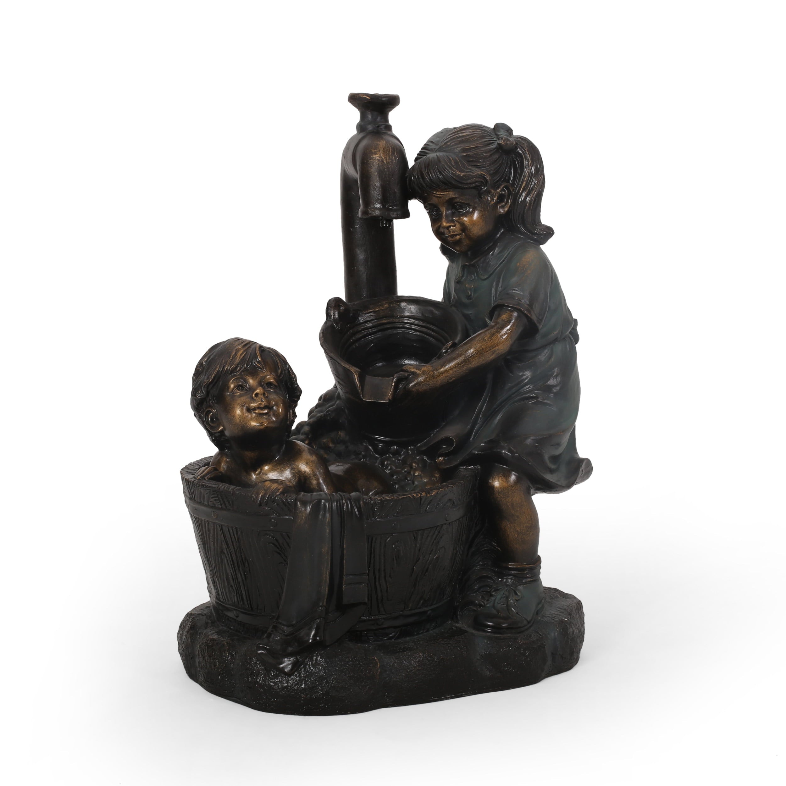 Padma Outdoor Resin Fountain， Bronze