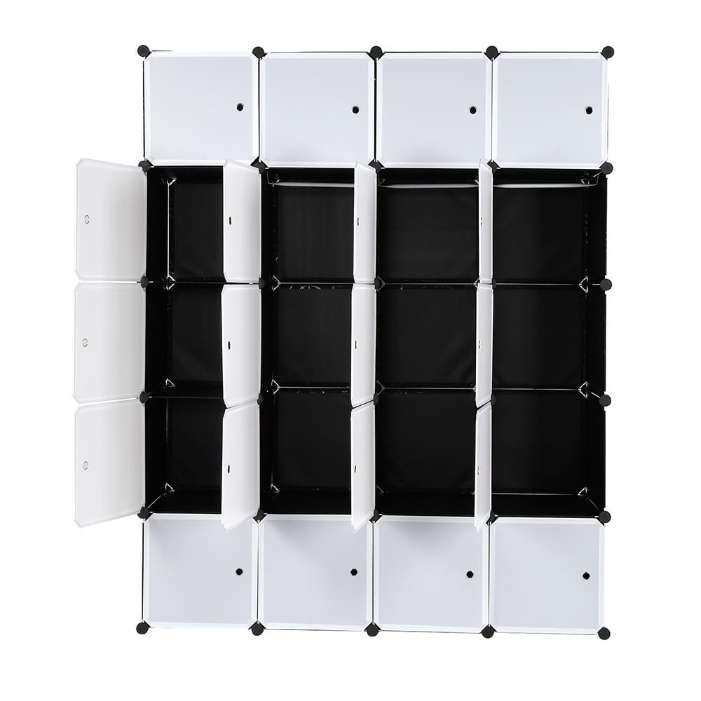 Ktaxon 20-Cube DIY Closet Cabinets Storage Organizers W/Doors & 4 Hanging Rods for Books, Toys, Towels,Clothes,Black