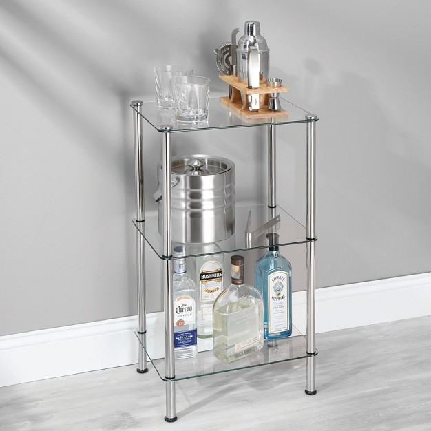 Mdesign Metal glass Tiered Storage Tower With Open Glass Shelves