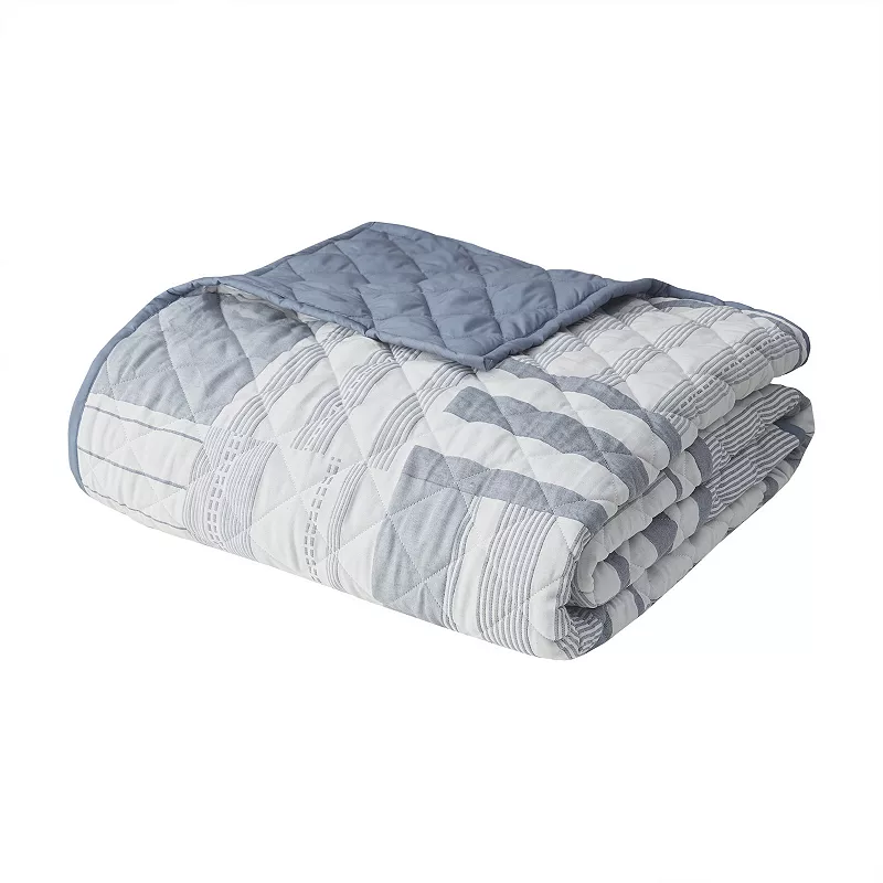 Madison Park Arden 3-Piece Jacquard Patchwork Quilt Set with Shams