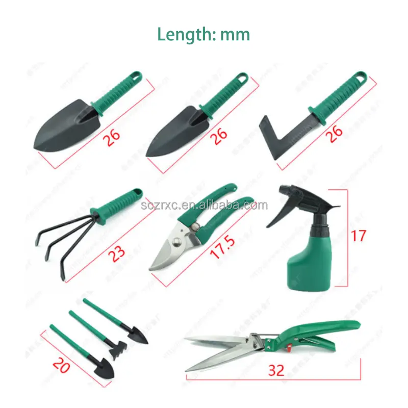 Customized Portable 10pcs Gardening Hand Tools Kits For Home Useful Green Garden Tool Set With Plastic Case