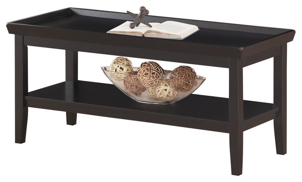 Convenience Concepts Ledgewood Coffee Table in Black Wood Finish   Transitional   Coffee Tables   by Homesquare  Houzz