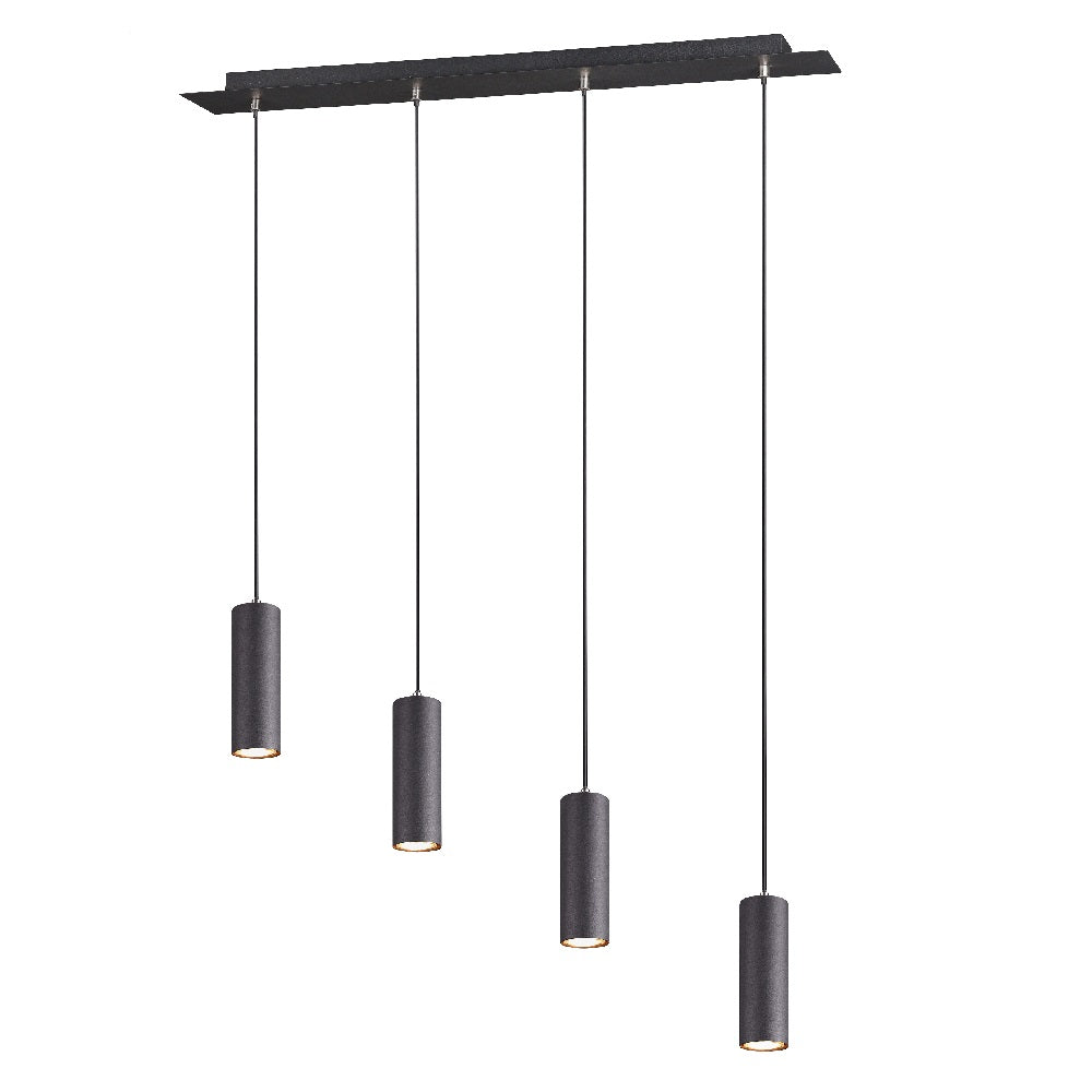 Britalia BR312400432 Matt Black Modern 4 Lamp Cylindrical Spot Bar Pendant Light