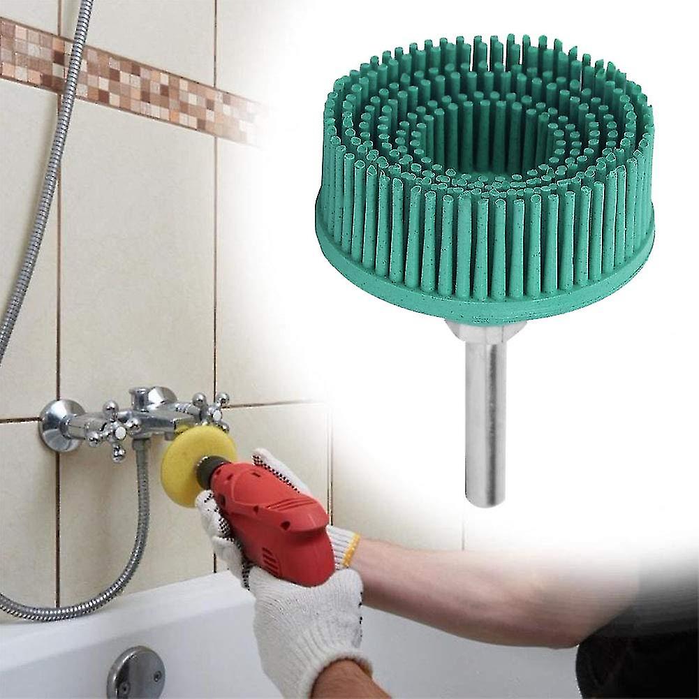 2 Inch Bristle Disc Emery Rubber Abrasive Buffing Brush Buffing Wheel For Burr Rust Removal Green