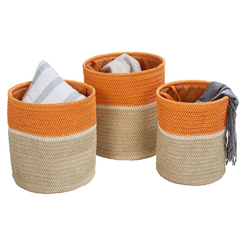 Honey-Can-Do 3-Piece Paper Straw Nesting Basket Set