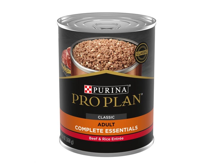 Purina Pro Plan Complete Essentials Classic Beef  Rice Entree Adult Wet Dog Food， 13 oz. Can