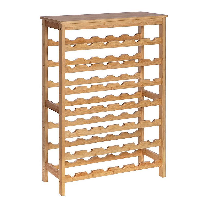 42-Bottle Wine Rack Free Standing Floor， 7-Tier Display Wine Storage Shelves with Table Top