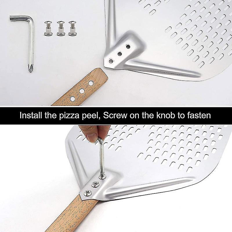 Perforated Pizza Peel，professional Anodized Aluminum Pizza Peels， Rectangular Pizza Turning Spatula