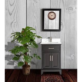 Vanity Art Genoa 24 in. W x 22 in. D x 36 in. H Bath Vanity in Espresso with Engineered Marble Top in White with Basin and Mirror VA1024-E